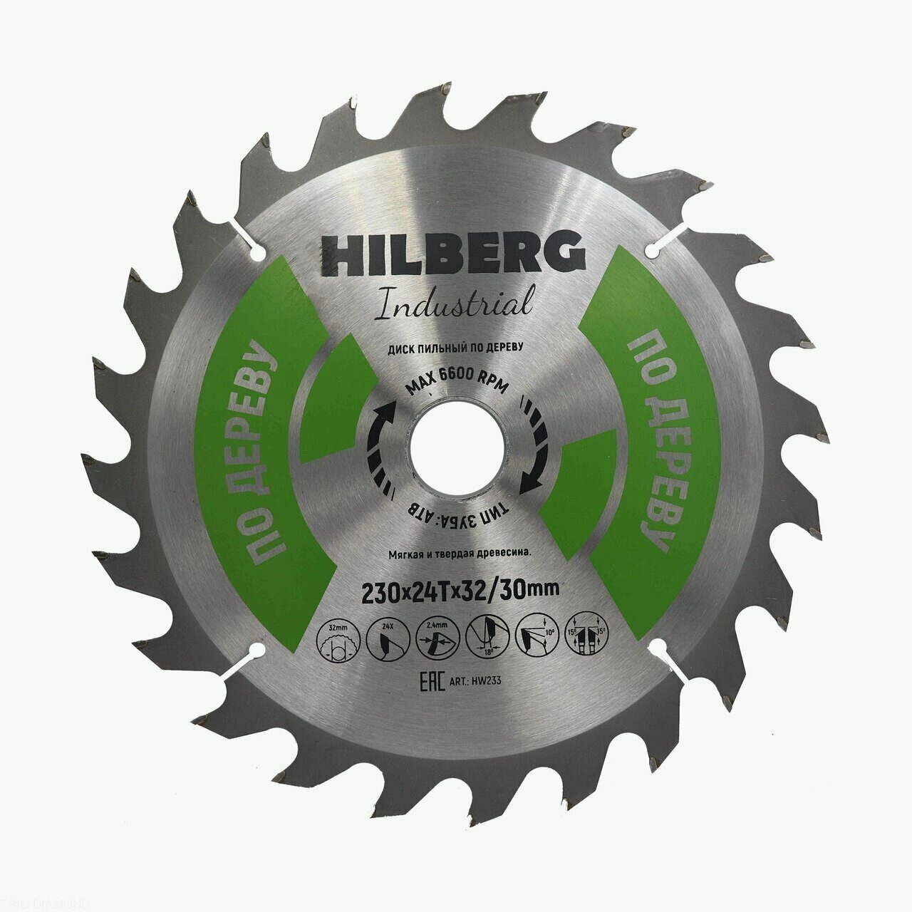 Диск пильный Hilberg Industrial Дерево 230*32/30*24Т HW233