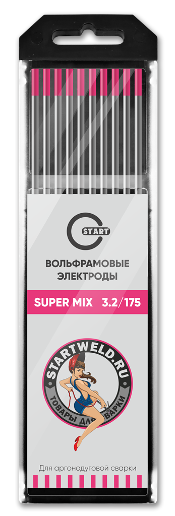 Вольфрамовый электрод SUPER MIX 3,2х175 (розовый) WE32175