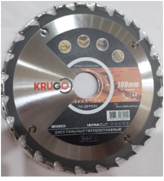 Пильный диск KRUGO 190 x 2.2/1.4 x 24T x 30mm