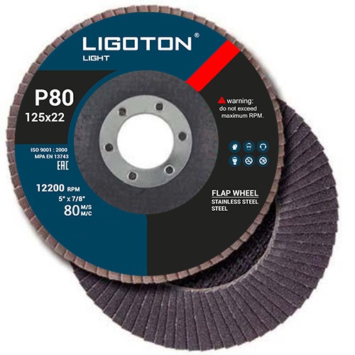 Круг лепестковый торцевой Ligoton Light 125*22 P40