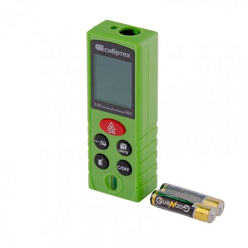 Лазерный дальномер PM-40, 40 м, с пузырьковым уровнем Сибртех Лазерный дальномер PM-40, 40 м, с пузырьковым уровнем Сибртех