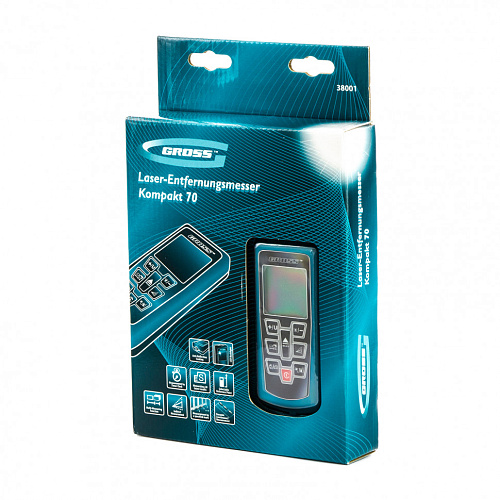 Дальномер лазерный Kompakt 70, от 0.05 до 70 м, функц. Пифагора, площадь, объем, таймер Gross Дальномер лазерный Kompakt 70, от 0.05 до 70 м, функц. Пифагора, площадь, объем, таймер Gross