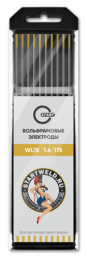 Вольфрамовый электрод WL 15 1,6/175 (золотой) WL1516175 Вольфрамовый электрод WL 15 1,6/175 (золотой) WL1516175