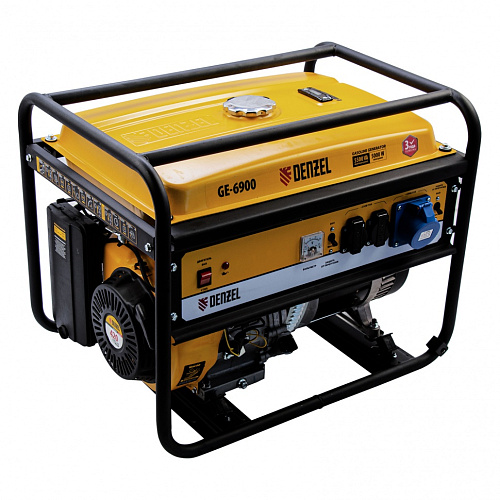 Генератор бензиновый GE 6900, 5.5 кВт, 220 В/50 Гц, 25 л, ручной старт Denzel Генератор бензиновый GE 6900, 5.5 кВт, 220 В/50 Гц, 25 л, ручной старт Denzel